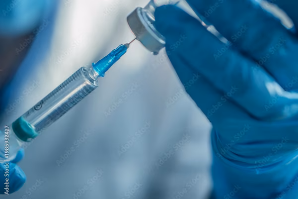 Medicine vial and syringe - purchase in July