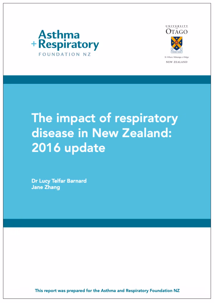 2016 Impact of Respiratory Disease in NZ Report front page