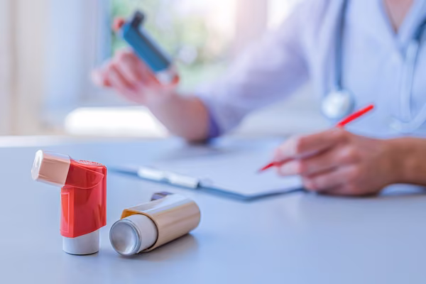 Health professional with inhalers