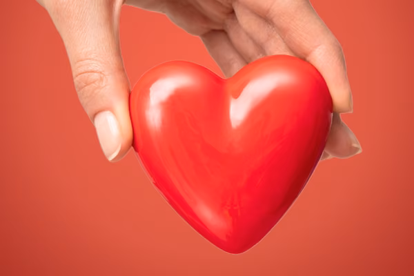 Hand holding a red heart